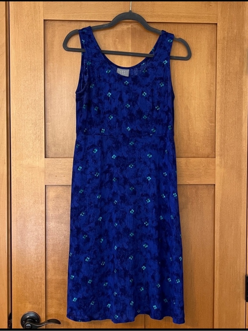 Vintage Rabbit Rabbit Rabbit Blue Floral Sleeveless Midi Dress Women’s size 6